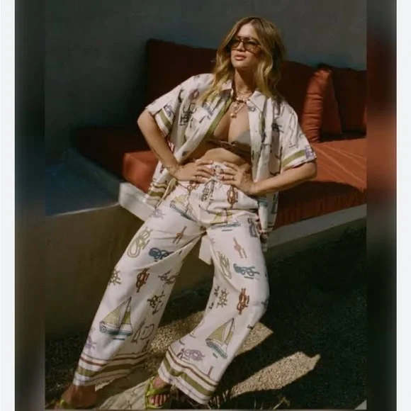 ALEMAIS Ships Ahoy Sailing Set Camp Shirt And Pants Aus 8 Or Size Small - Picture 2 of 7